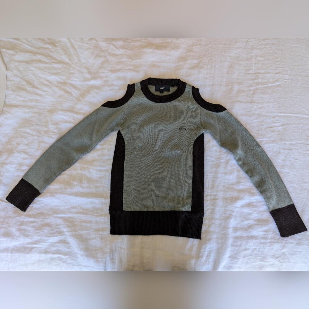 Obey Black and Gray Crewneck Sweater with Sporty Design